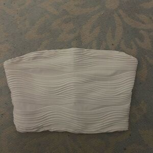 White Strapless Ruched Top